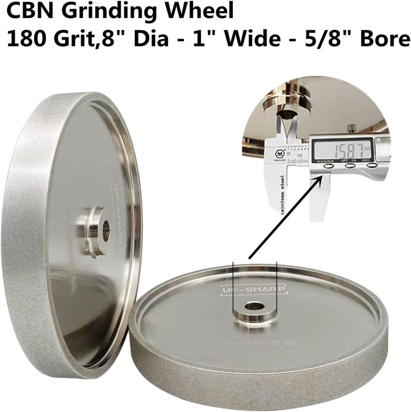 UF-SHARP 8 inch CBN Grinding Wheel 180 Grit, 8" Dia x 1" Wide x 5/8" Bore （Aluminum Body） for Sharpening High Speed Steel Tools、Woodturning Tools (8"x1") - Image 3